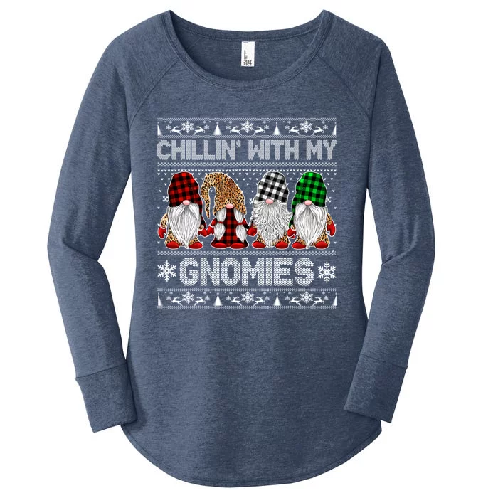 Chillin With My Gnomies Family Ugly Christmas Sweater Gnomes Gift Women's Perfect Tri Tunic Long Sleeve Shirt