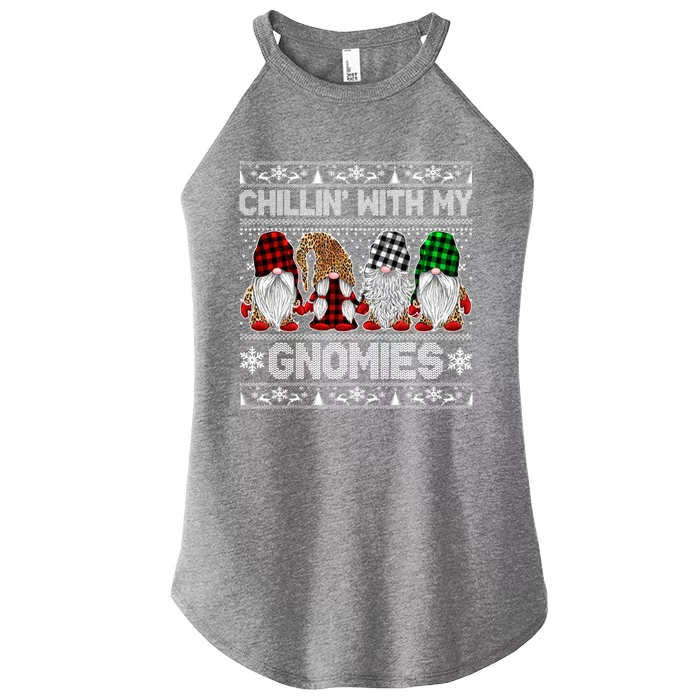 Chillin With My Gnomies Family Ugly Christmas Sweater Gnomes Gift Women’s Perfect Tri Rocker Tank