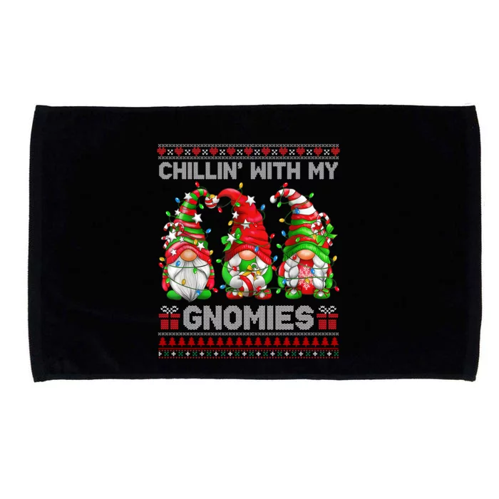 Chillin With My Gnomies Ugly Christmas Sweaters Gnome Xmas Funny Gift Microfiber Hand Towel