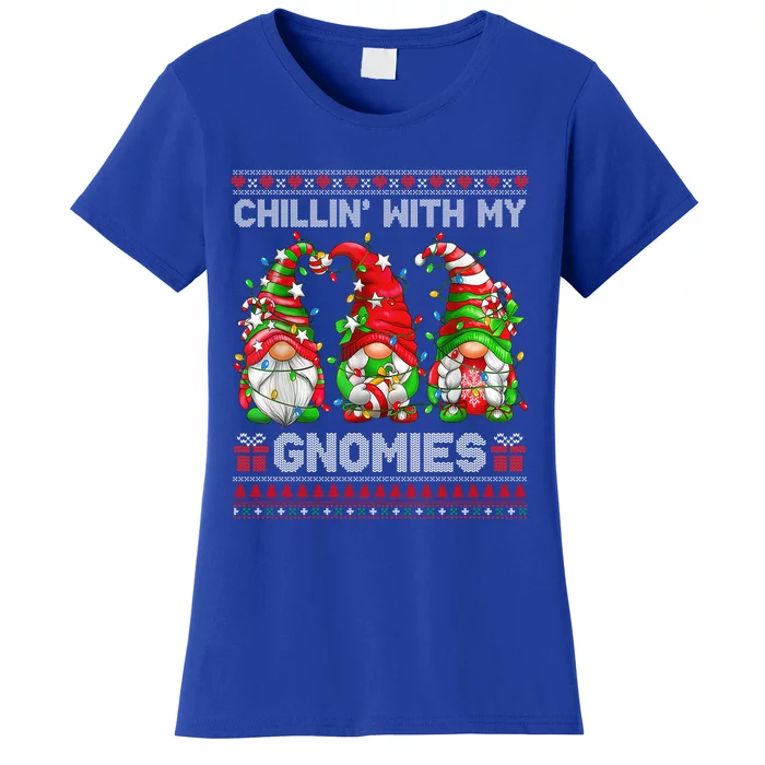 Chillin With My Gnomies Ugly Christmas Sweaters Gnome Xmas Funny Gift Women's T-Shirt