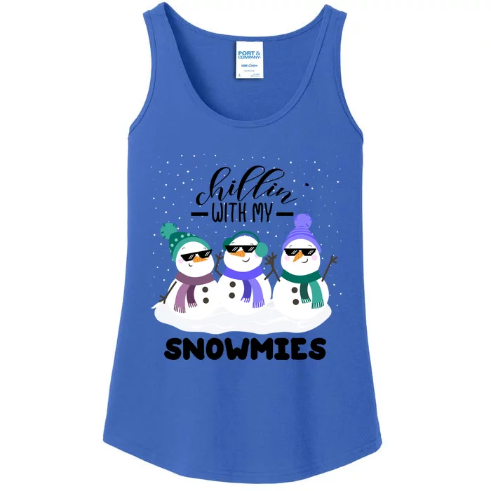 Chillin With My Snowmies Funny Christmas Pajamas Xmas Funny Gift Ladies Essential Tank