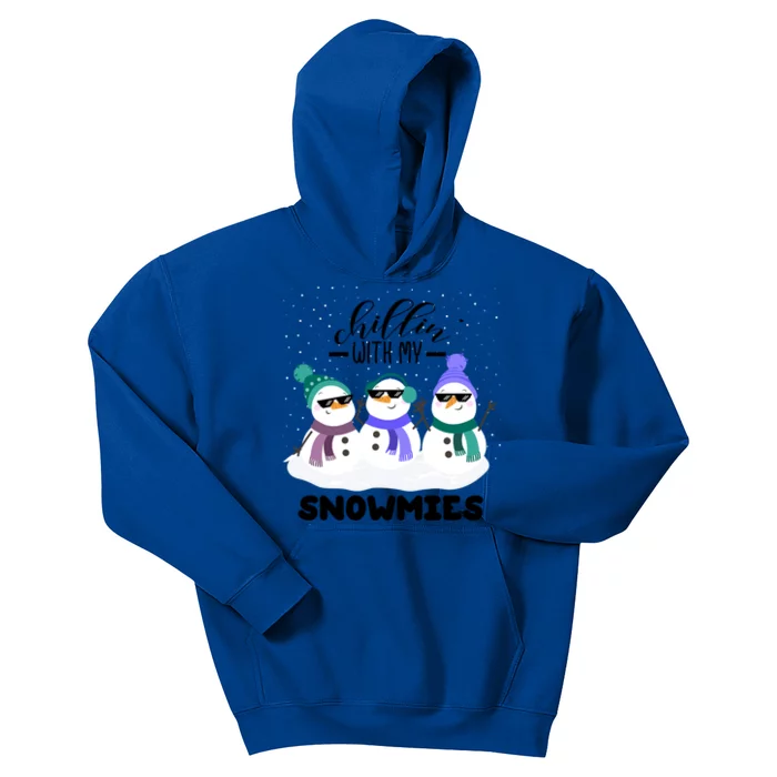 Chillin With My Snowmies Funny Christmas Pajamas Xmas Funny Gift Kids Hoodie