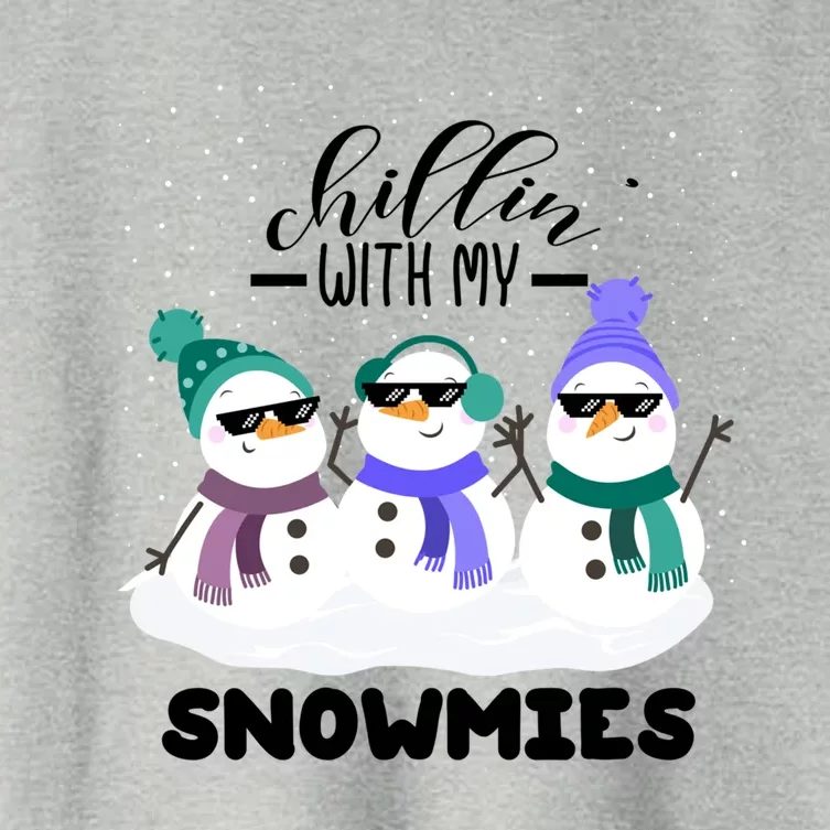 Chillin With My Snowmies Funny Christmas Pajamas Xmas Funny Gift Women's Crop Top Tee