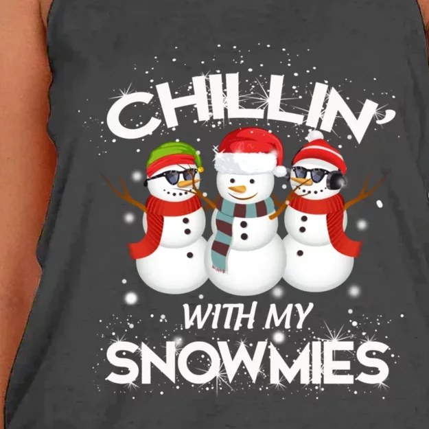 Chillin With My Snowmies Christmas Women's Knotted Racerback Tank