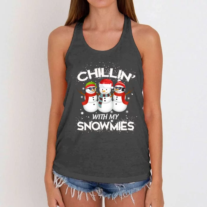 Chillin With My Snowmies Christmas Women's Knotted Racerback Tank