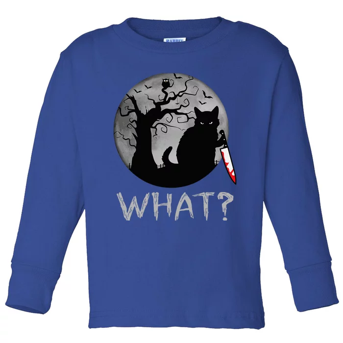 Cat What Murderous Black Cat With Knife Costume Halloween Toddler Long Sleeve Shirt