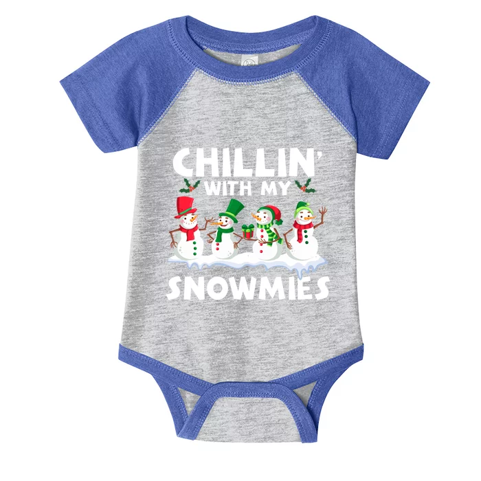 Chillin With My Snowmies Funny Snow Pajamas For Family Gift Infant Baby Jersey Bodysuit