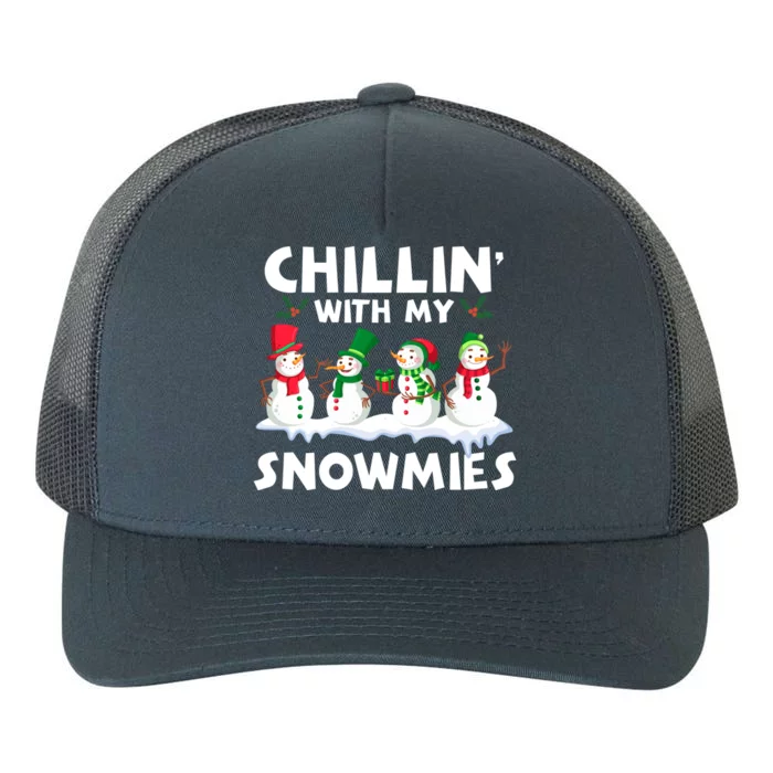 Chillin With My Snowmies Funny Snow Pajamas For Family Gift Yupoong Adult 5-Panel Trucker Hat