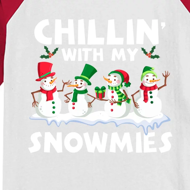 Chillin With My Snowmies Funny Snow Pajamas For Family Gift Kids Colorblock Raglan Jersey