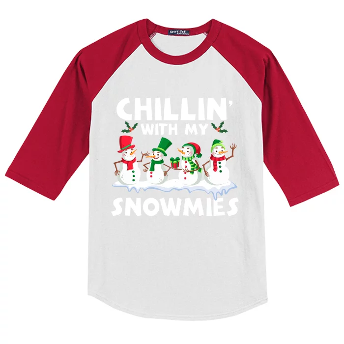 Chillin With My Snowmies Funny Snow Pajamas For Family Gift Kids Colorblock Raglan Jersey