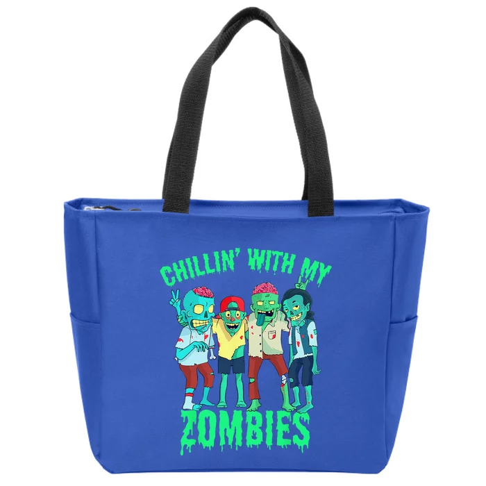 Chillin With My Zombies Halloween Zombie Zip Tote Bag