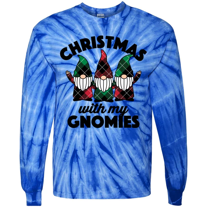 Christmas With My Gnomies Great Gift Tie-Dye Long Sleeve Shirt