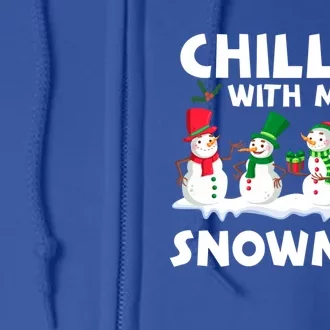 Chillin With My Snowmies Funny Snow Pajamas For Family Gift Full Zip Hoodie