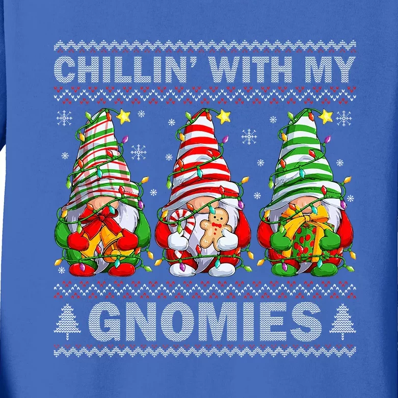 Chillin With My Gnomies Matching Family Christmas Pajama Kids Long Sleeve Shirt