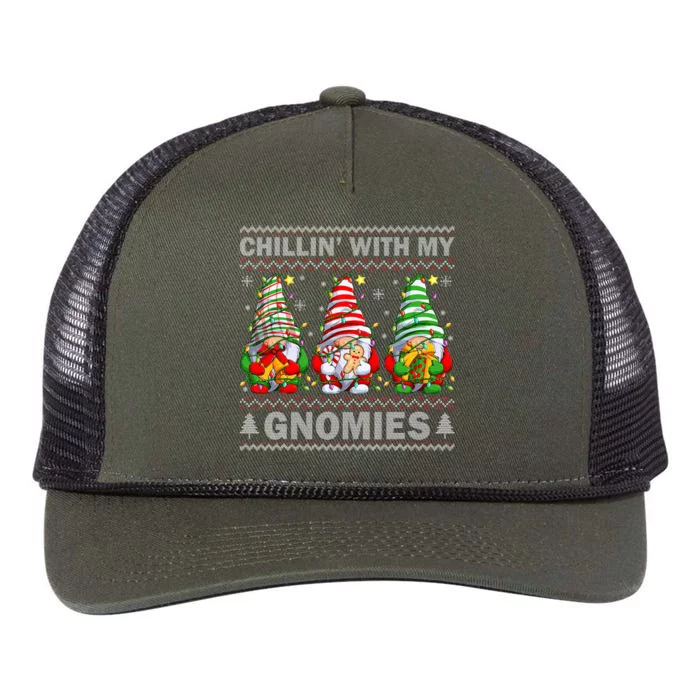 Chillin With My Gnomies Matching Family Christmas Pajama Retro Rope Trucker Hat Cap