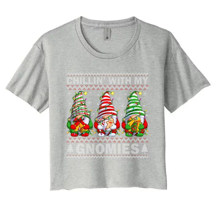 Chillin With My Gnomies Matching Family Christmas Pajama Women's Crop Top Tee