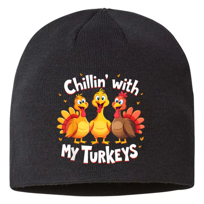 Chillin With My Turkeys Thanksgiving Family 8 1/2in Sustainable Knit Beanie