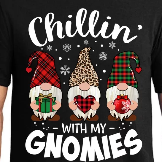 Chillin With My Gnomie Leopard Christmas Gnome Buffalo Gift Pajama Set