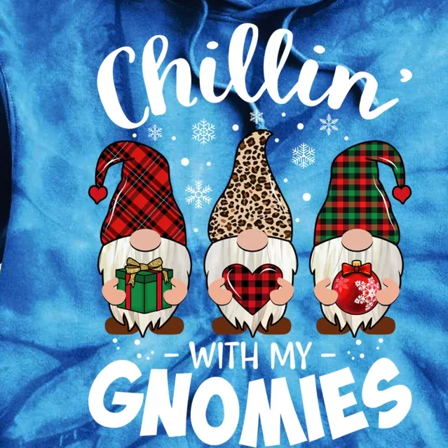 Chillin With My Gnomie Leopard Christmas Gnome Buffalo Gift Tie Dye Hoodie