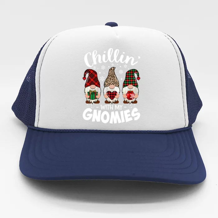 Chillin With My Gnomie Leopard Christmas Gnome Buffalo Gift Trucker Hat