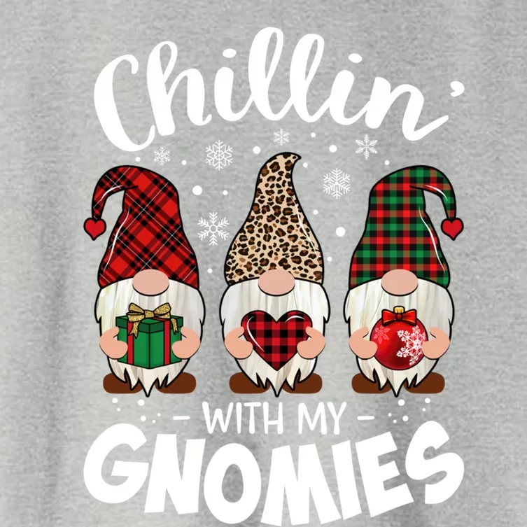 Chillin With My Gnomie Leopard Christmas Gnome Buffalo Gift Women's Crop Top Tee