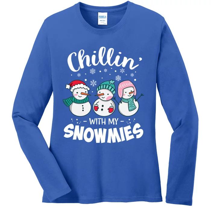 Chillin With My Snowmie Christmas Snow Teacher Snow Crew Neck Funny Gift Meaning Ladies Long Sleeve Shirt