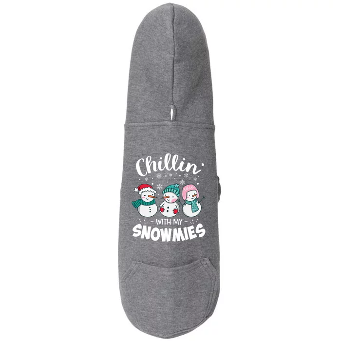 Chillin With My Snowmie Christmas Snow Teacher Snow Crew Neck Funny Gift Meaning Doggie 3-End Fleece Hoodie