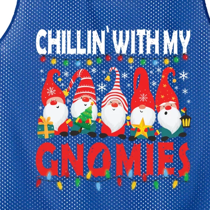 Chillin With My Gnomies Christmas Light Cute Gnomes Matching Great Gift Mesh Reversible Basketball Jersey Tank