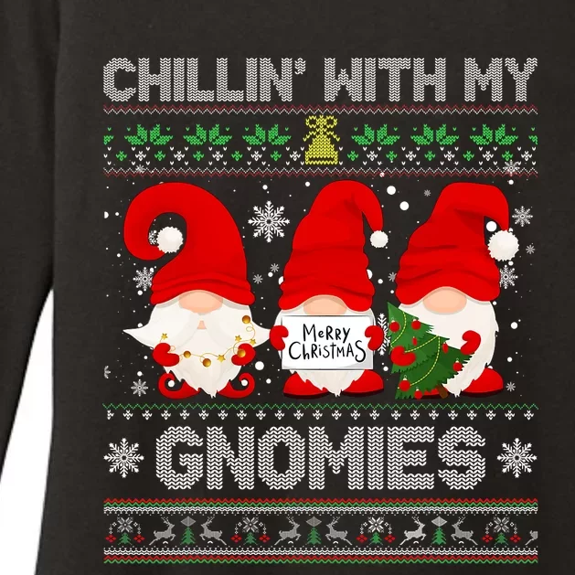 Chillin With My Gnomies Funny Christmas Family Friend Gnomes Design Womens CVC Long Sleeve Shirt