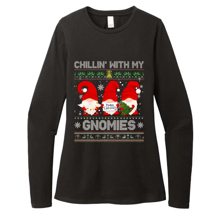 Chillin With My Gnomies Funny Christmas Family Friend Gnomes Design Womens CVC Long Sleeve Shirt