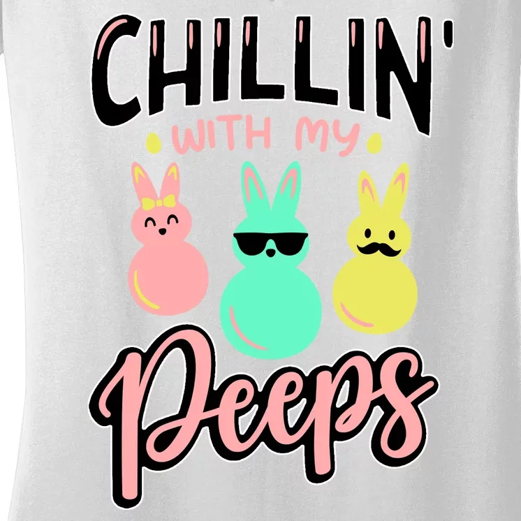 Chillin With My Peeps Spring Women's V-Neck T-Shirt