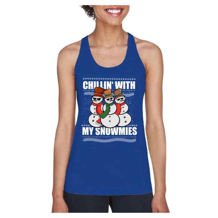 Chillin With My Snowmies Ugly Sweater Christmas Cool Gift Women's Racerback Tank