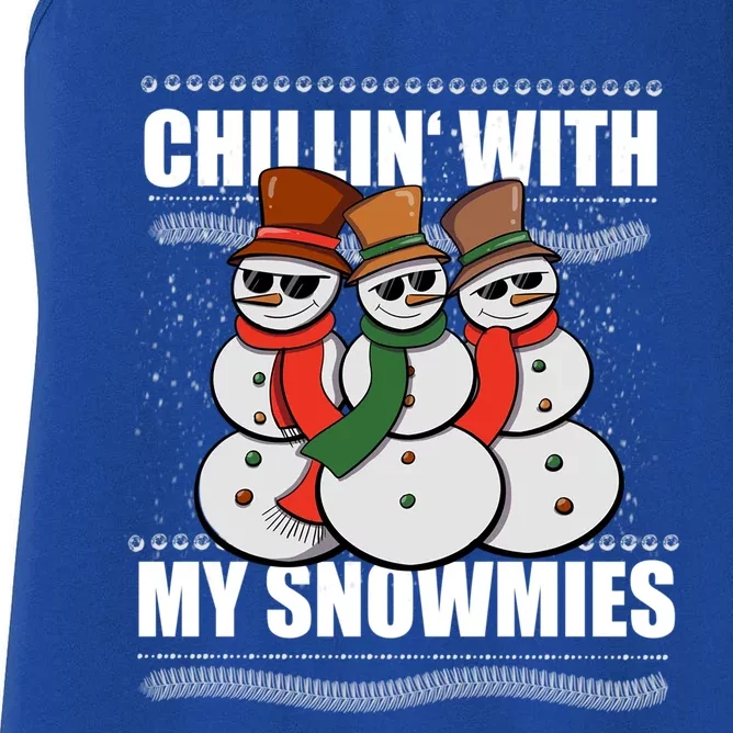 Chillin With My Snowmies Ugly Sweater Christmas Cool Gift Women's Racerback Tank