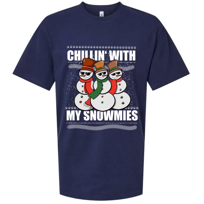 Chillin With My Snowmies Ugly Sweater Christmas Cool Gift Sueded Cloud Jersey T-Shirt