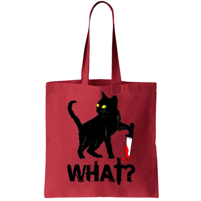 Cat What Murderous Black Cat With Knife Halloween Tote Bag