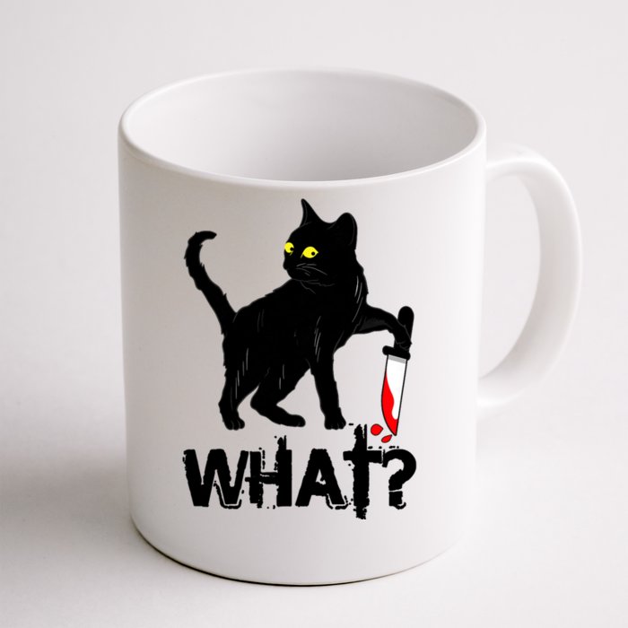 Cat What Murderous Black Cat With Knife Halloween Front & Back Coffee Mug