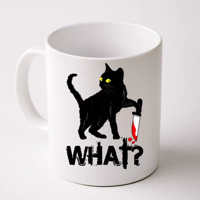 Cat What Murderous Black Cat With Knife Halloween Front & Back Coffee Mug