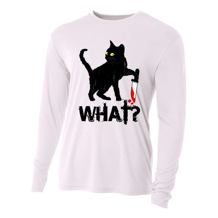 Cat What Murderous Black Cat With Knife Halloween Cooling Performance Long Sleeve Crew