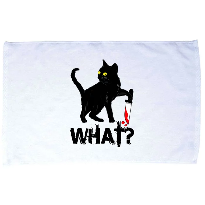 Cat What Murderous Black Cat With Knife Halloween Microfiber Hand Towel