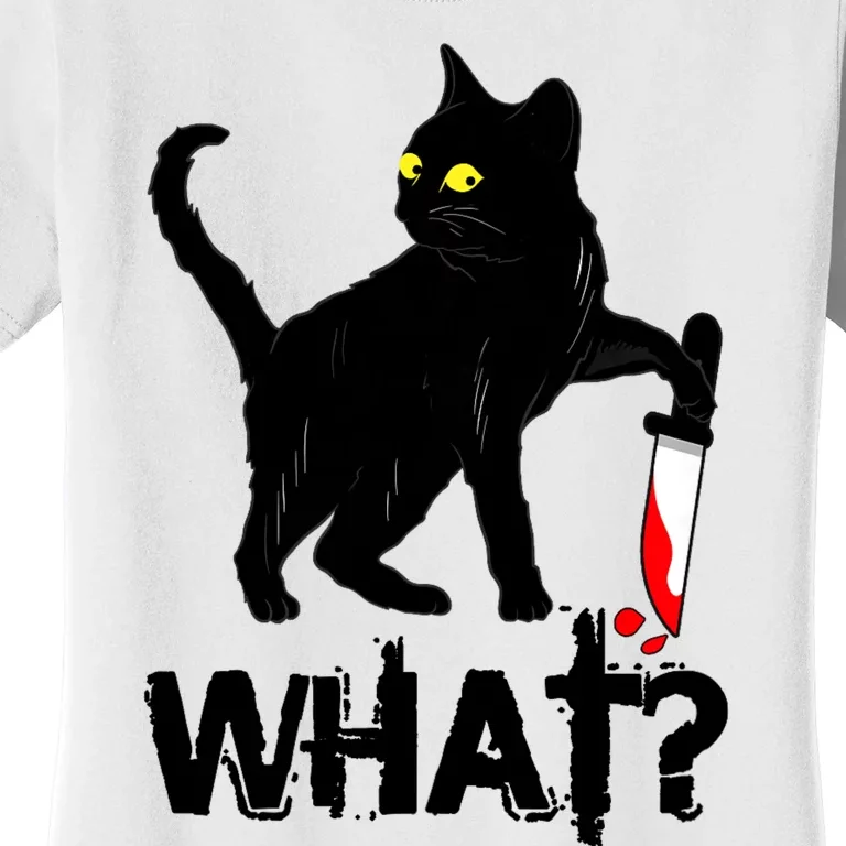 Cat What Murderous Black Cat With Knife Halloween Women's T-Shirt