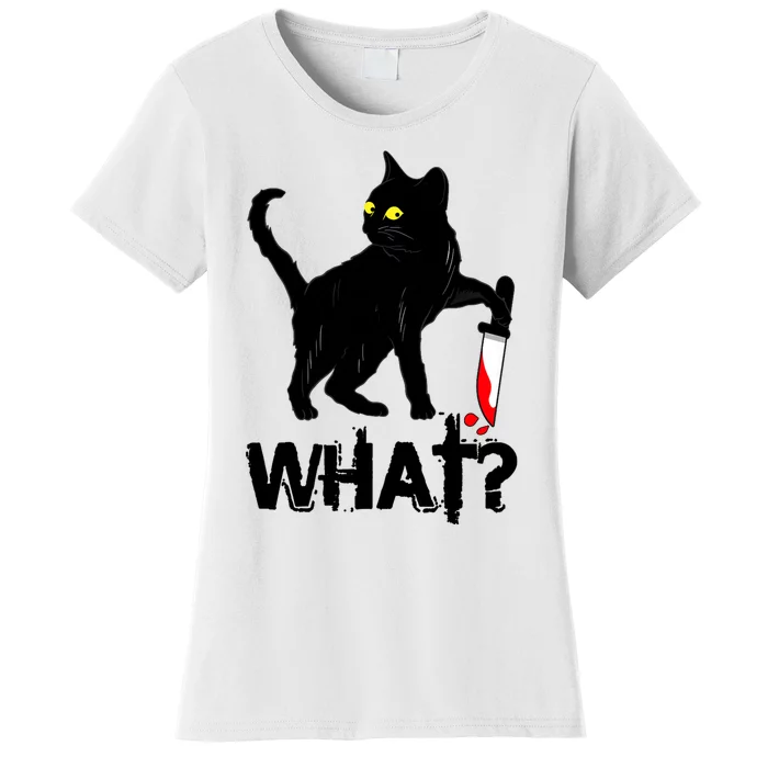 Cat What Murderous Black Cat With Knife Halloween Women's T-Shirt