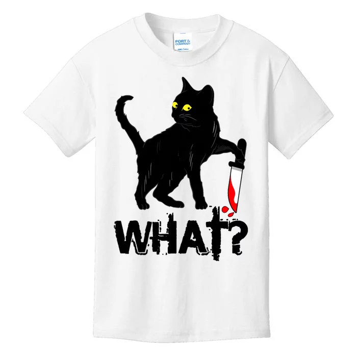 Cat What Murderous Black Cat With Knife Halloween Kids T-Shirt