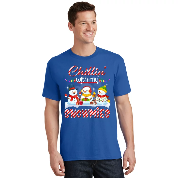 Chillin' With My Snowmies Santa Snow Scarf Light Xmas Gift T-Shirt