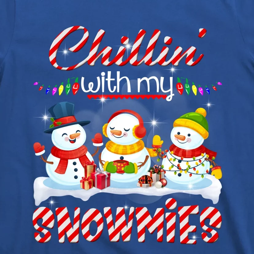 Chillin' With My Snowmies Santa Snow Scarf Light Xmas Gift T-Shirt