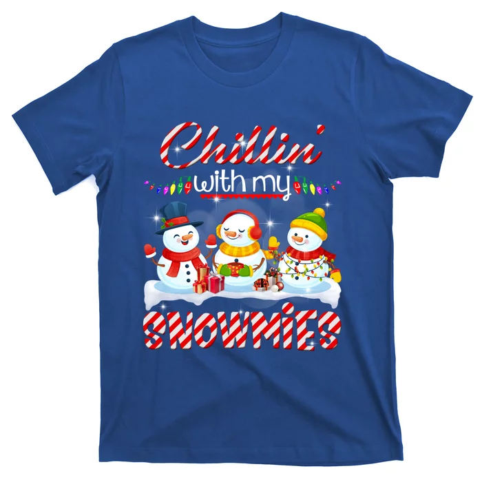 Chillin' With My Snowmies Santa Snow Scarf Light Xmas Gift T-Shirt