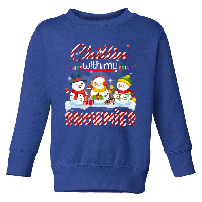 Chillin' With My Snowmies Santa Snow Scarf Light Xmas Gift Toddler Sweatshirt