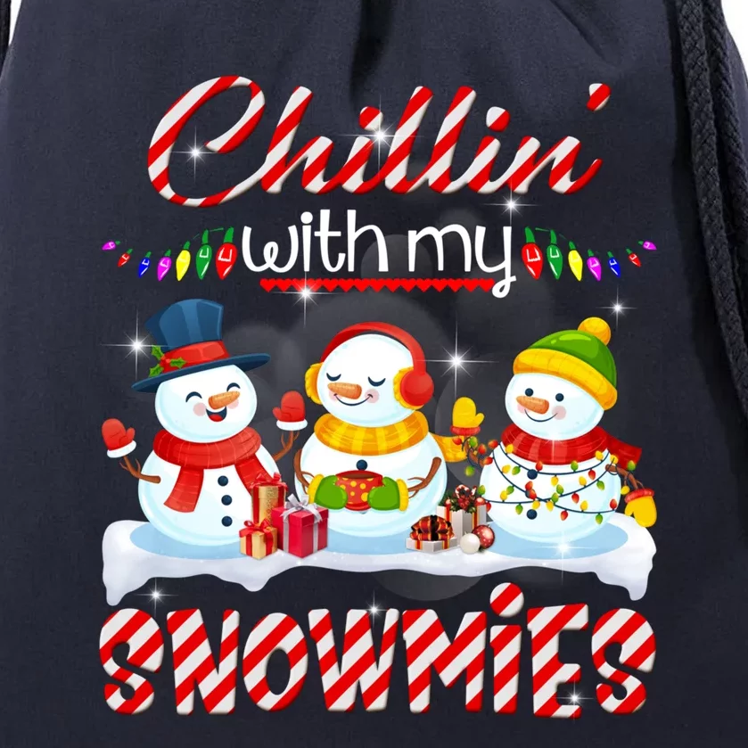 Chillin' With My Snowmies Santa Snow Scarf Light Xmas Gift Drawstring Bag