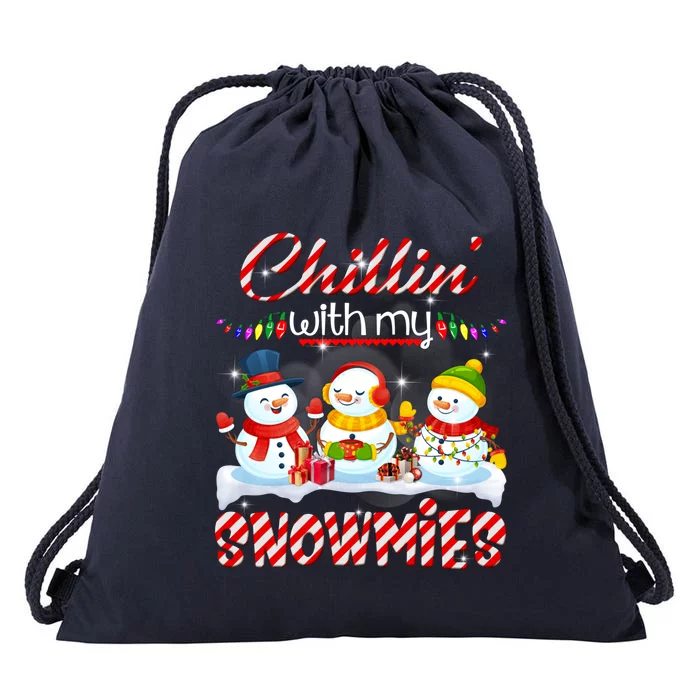 Chillin' With My Snowmies Santa Snow Scarf Light Xmas Gift Drawstring Bag