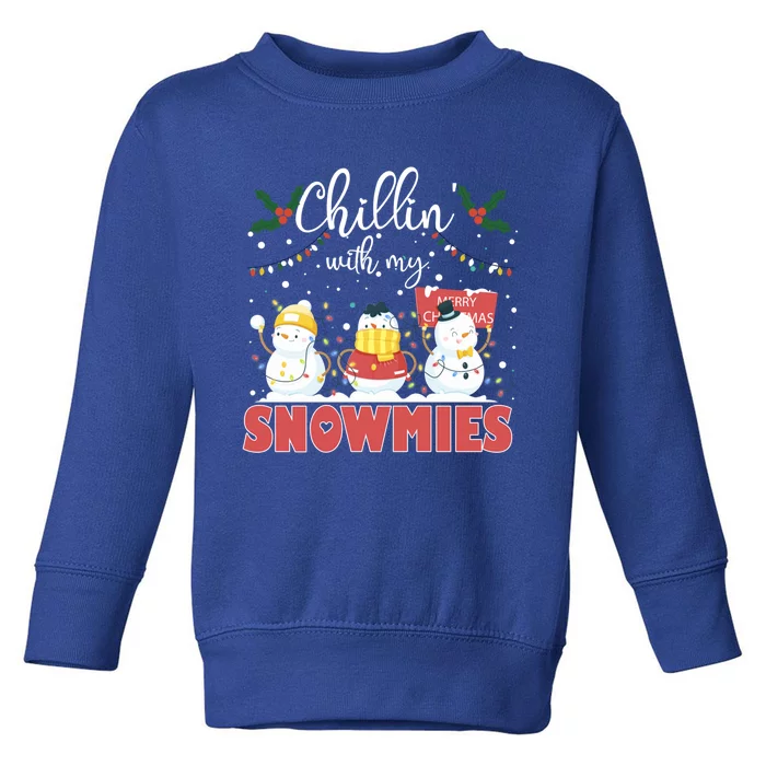 Chillin' With My Snowmies Santa Snow Scarf Light Xmas Gift Toddler Sweatshirt