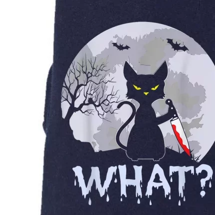 Cat What? Murderous Black Cat With Knife Halloween Costume Doggie 3-End Fleece Hoodie